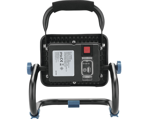 Pohľad zozadu na prenosné LED pracovné svetlo s krytím IP54.