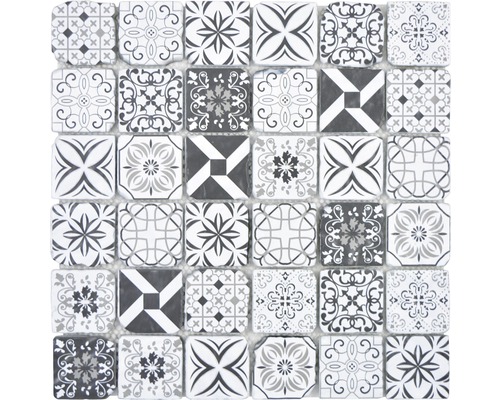 Sklenená mozaika XCM 8RBW47 30x30 cm biela/čierna