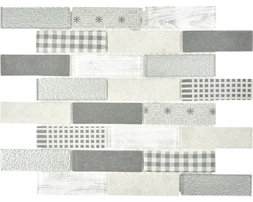 Sklenená mozaika XCM BR89 Brick 29,7x25,8 cm sivá