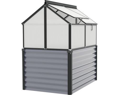 Vyvýšený záhon so skleníkovým nadstavcom a otvoreným oknom