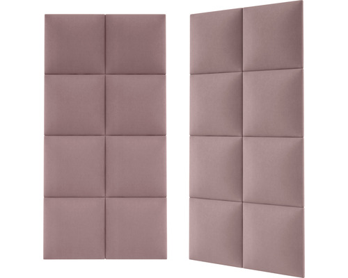 Dva čalúnené stenové panely so štvorcovým vzorom