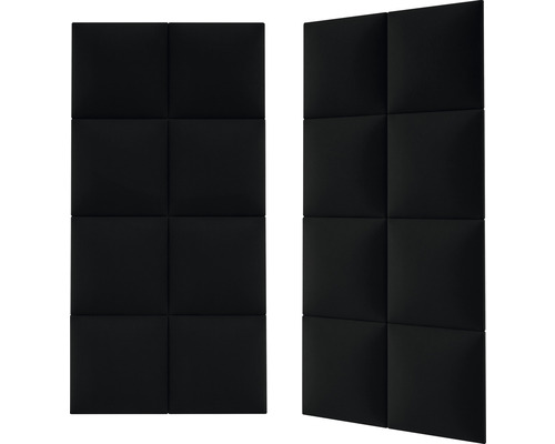 Dva zvukotesné panely so štvorcovými sekciami na montáž na stenu