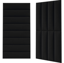 Dva čierne akustické panely s vodorovnými a zvislými drážkami