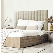 Posteľ s prešívaným čelom, dreveným rámom a nočným stolíkom