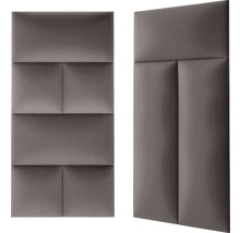 Dva polstrované nástenné panely s obdĺžnikovým dizajnom