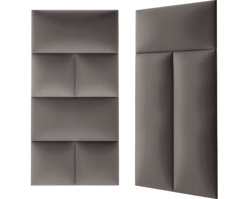 Dva polstrované nástenné panely s obdĺžnikovým dizajnom