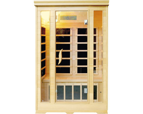 Drevená sauna s presklenými dverami