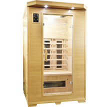 Infračervená sauna so sklenenými prvkami a ovládacím panelom