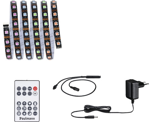 LED pásik Paulmann 78886 EntertainLED Dynamic Rainbow set RGB 4,8 W 1,5 m čierny LED pásik s diaľkovým ovládaním a napájacím zdrojom