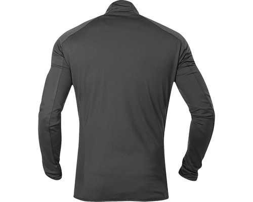 Sivá športová bunda s dlhými rukávmi, pohľad zozadu.