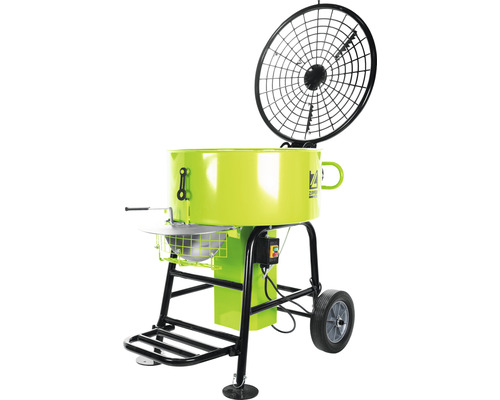 Nútená miešačka s ochrannou mriežkou a kolieskami na prepravu