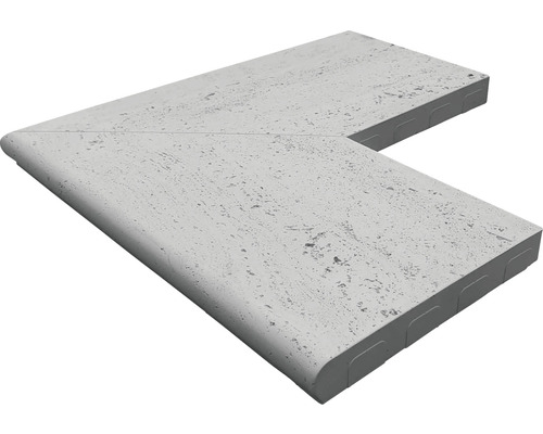Bazénový lem VERTO vonkajší roh 600 x 600/309 x 45 mm sivý Rohový diel z kameňa pre obrubníky bazéna