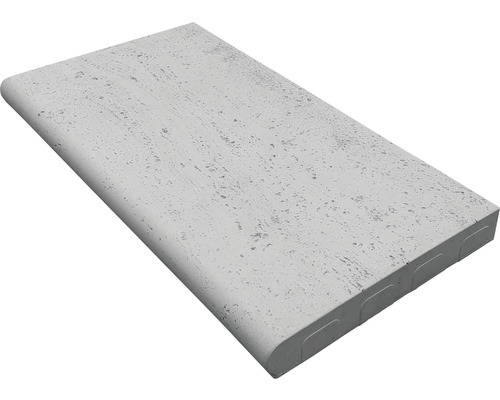 Bazénový lem VERTO priebežný 600 x 309 x 45 mm sivý Obrubník bazéna z travertínu so zaoblenou hranou