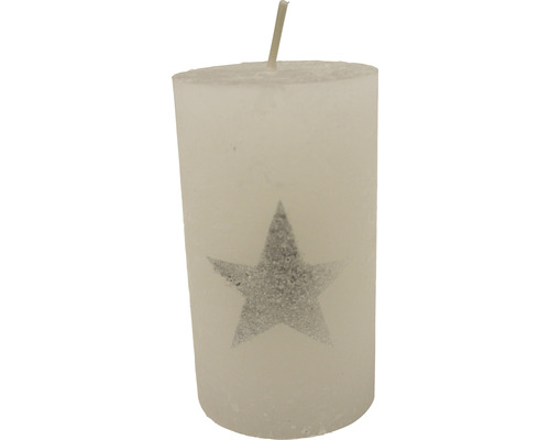 Vianočná sviečka hviezda rustikálna Ø6,8x12 cm biela