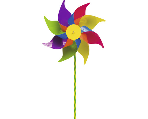 Farebný veterník so žltým gombíkom v strede