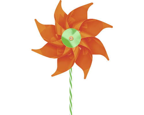 Oranžový veterník so zeleno-bielym pruhovaným držiakom