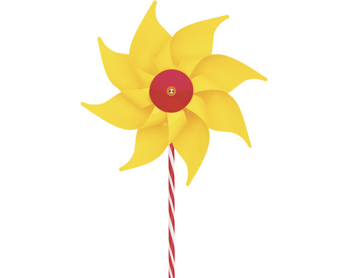 Žltý veterník s červeno-bielou pruhovanou tyčou