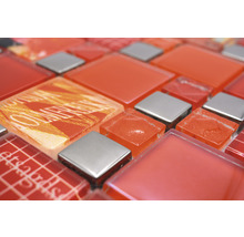 Sklenená mozaika XCM MC579 29,8x29,8 cm strieborná/červená-thumb-1