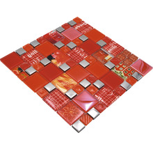 Sklenená mozaika XCM MC579 29,8x29,8 cm strieborná/červená-thumb-4