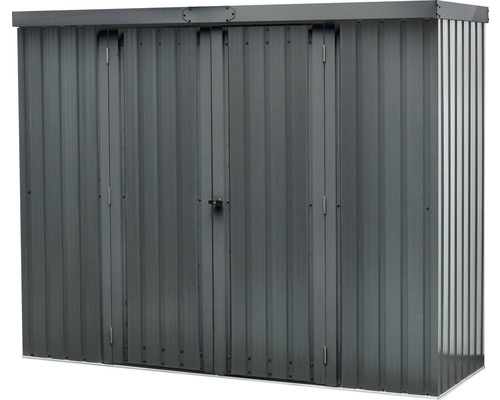 Kovová záhradná skriňa s dvojkrídlovými dverami