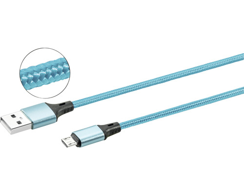 Dátový nabíjací kábel MICRO USB 2,5m modrá
