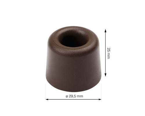 Hnedý gumový doraz dverí, priemer 29,5 mm, výška 25 mm