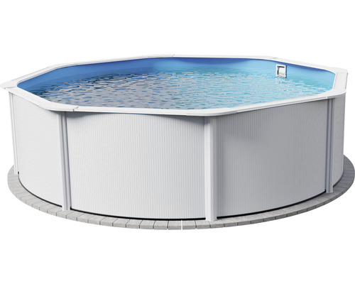 Nadzemný bazén biely Planet Pool Vision-Pool Classic Ø 350 x 120 cm s pieskovou filtráciou, rebríkom, skimmerom, filtračným pieskom a pripojovacou hadicou