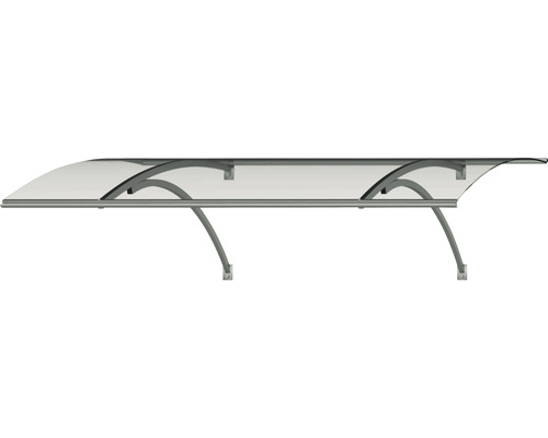 Strieška s priehľadnou strechou a sivými držiakmi