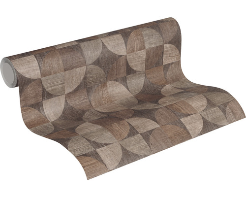 Rolka tapety so vzhľadom dreva a geometrickým vzorom