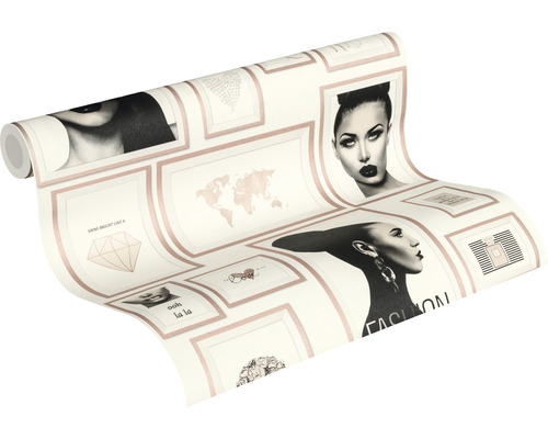 Rolka tapety s fotokolážou a vzorom rámu