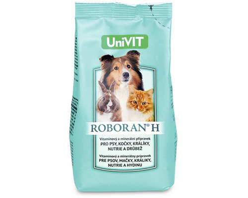 Krmivo UniVIT Roboran H pre psov, mačky, králiky, nutrie a hydinu 250 g UniVIT Roboran H Vitamínový a minerálny prípravok pre psov, mačky, králiky, nutrie a hydinu