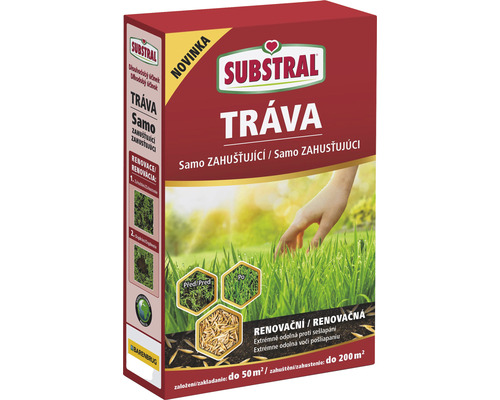 Trávna zmes SUBSTRAL samozahusťujúca renovačná 1 kg Balenie trávnych semien Substral na opravu trávnika pre 50 až 200 metrov štvorcových