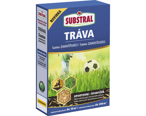 Trávna zmes SUBSTRAL samozahusťujúca športová 1 kg Balenie trávnych semien Substral na zahustenie trávnika