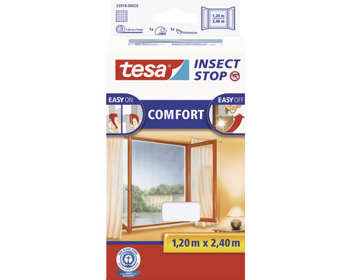 Sieť proti hmyzu na francúzske okno, biela, 1,2x2,4m Tesa Insect Stop Comfort sieť proti hmyzu 1,20 metra krát 2,40 metra balenie