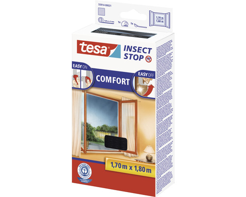 Tesa Insect Stop Comfort sieť proti hmyzu do okien, rozmer 1,70 m x 1,80 m, balenie
