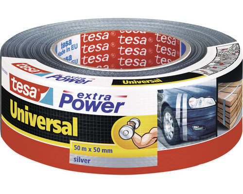 Opravná páska tesa Extra Power Universal, textilná, silno lepivá - strieborná 50 m x 50 mm