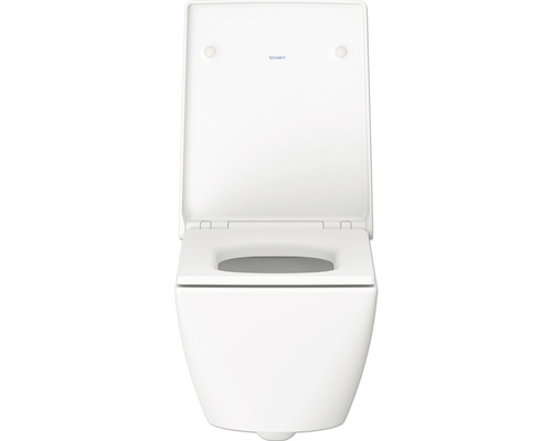 Závesné hlboké splachovacie WC s otvoreným splachovacím okrajom a logom Duravit