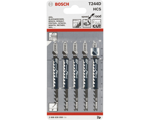 Sada pílových listov do priamočiarej píly Bosch T244D HCS na drevo, päť kusov