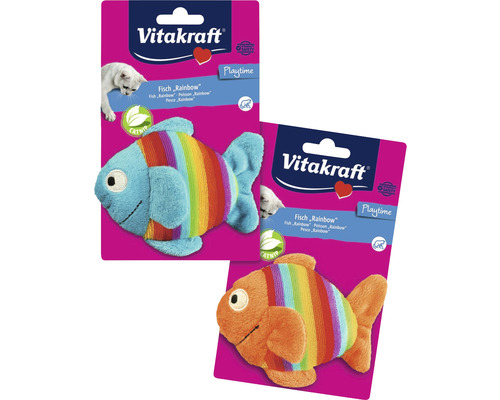 Hračka pre mačky Vitakraft plyšová rybka s catnipom 11 cm, rôzne farby