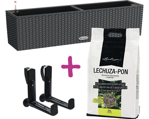 Kompletná súprava: Kvetináč so zavlažovacím systémom, držiakom a rastlinným substrátom