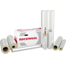 Izolácia potrubia z kamennej vlny s hliníkovou vrstvou a logom Rockwool na kartóne