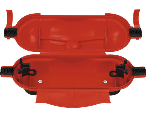 Otvorený červený box na káblový bubon z plastu