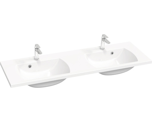 Dvojité umývadlo RAVAK Classic II liaty mramor biela 130 x 45 x 17,4 cm XJX01113000 Doska s dvoma umývadlami a batériami