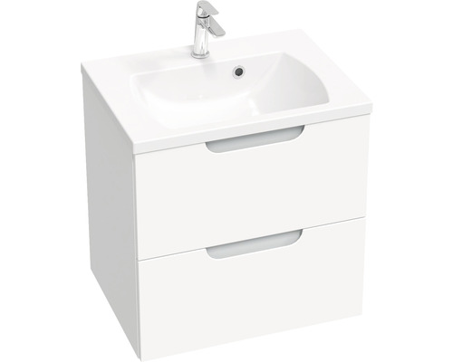 Kúpeľňová skrinka pod umývadlo RAVAK Classic II biela 60 x 58,5 x 45 cm X000001477 Skrinka pod umývadlo s dvomi zásuvkami a umývadlom vrátane vodovodnej batérie