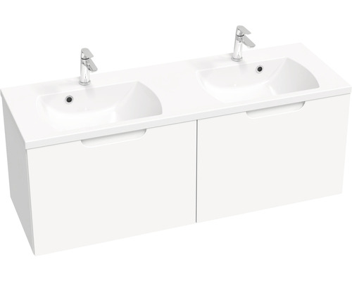 Kúpeľňová skrinka pod umývadlo RAVAK Classic II biela 130 x 47 x 45 cm X000001482 Dvojité umývadlo so skrinkou a dvoma vodovodnými batériami