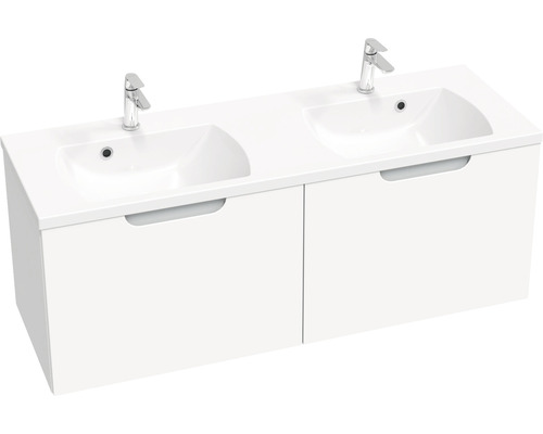 Kúpeľňová skrinka pod umývadlo RAVAK Classic II biela 130 x 47 x 45 cm X000001483 Dvojité umývadlo s dvoma umývadlami a spodnou skrinkou