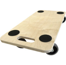 Drevená koliesková doska s rukoväťou a kolieskami