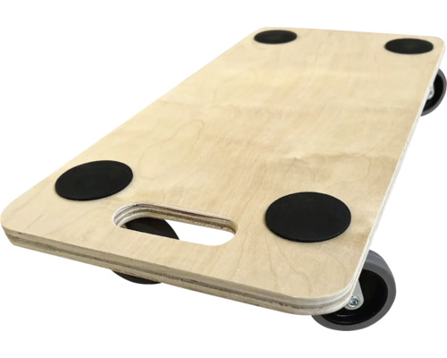 Drevená koliesková doska s rukoväťou a kolieskami