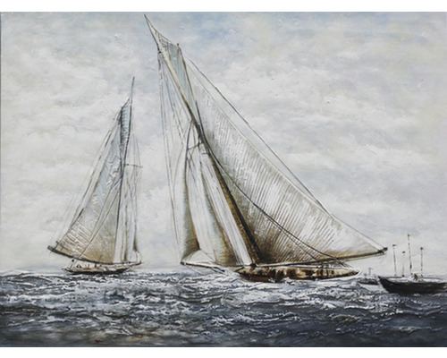 Ručne maľovaný obraz Sailboats 60x90 cm Maľba s plachetnicami na mori