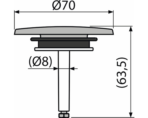 Technický nákres výpustného ventilu s rozmermi